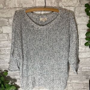 Loft Outlet Sweater Women’s Sz XS Navy &‎ White Knit Melange 3/4” Sleeve